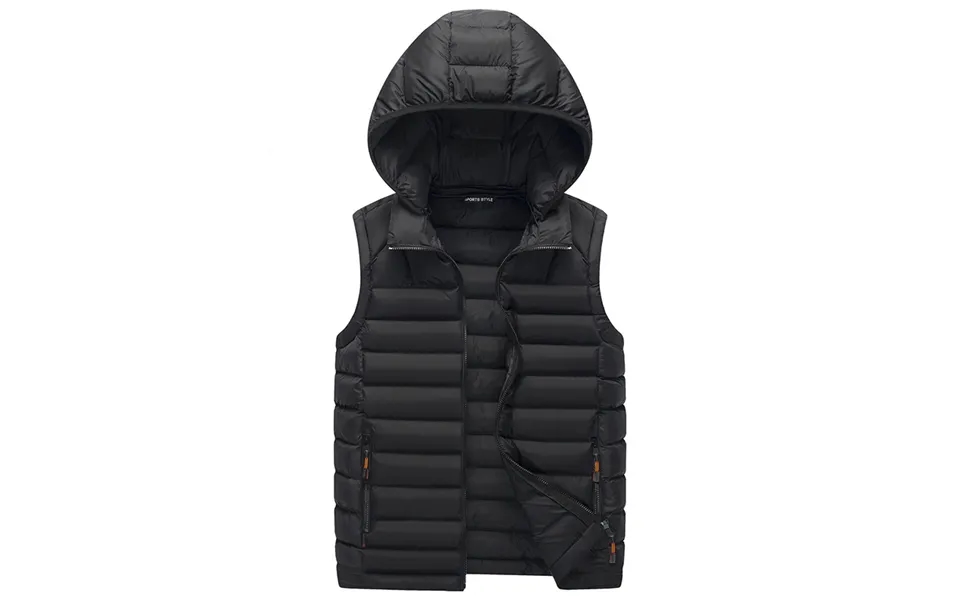 Men's Hooded Padded Jacket Vest Winter Men's Padded Jacket Standing Collar Sleeveless Clip Casual Warm Coat