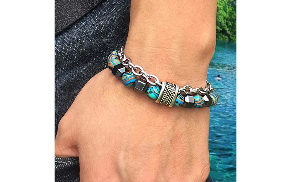 Men's Malachite Bracelet Metal Beads Hip Hop New Fashion Bracelet