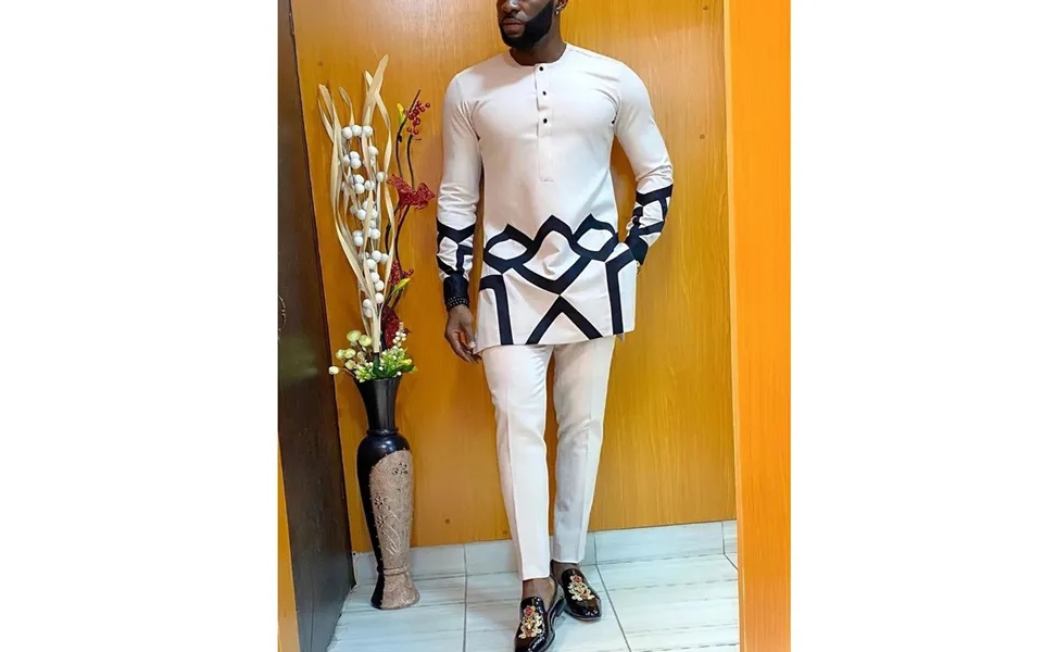 Men's Moslem New Ready Stock Casual Plain Long Sleeve Plaid Print Spring Autumn Ethnic Style Suit