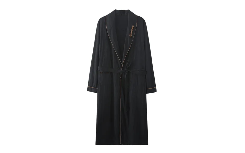 Men's Nightgown Men's Bathrobe Coat Spring And Autumn Autumn Kimono Pure Cotton Long Sleeve Long