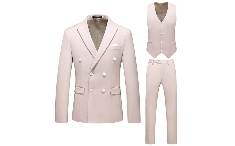 Men's Openwork Plus Size Suit Three-piece Double Breasted Business Casual Suit 7110