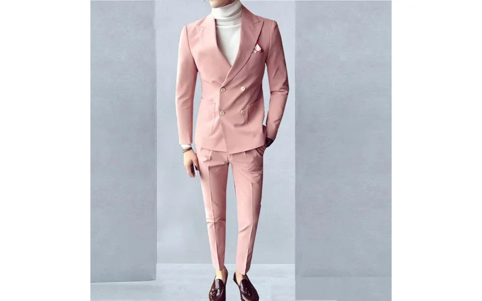 Men's Pink Business Casual Two-piece Groomsman Wedding Banquet Suit