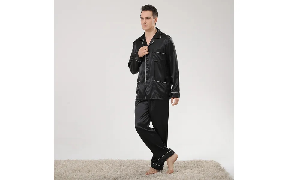 Men's Printed Silk Pajamas Long-sleeved Large-size Home Clothes Suit Ice Silk Summer Pajamas Men