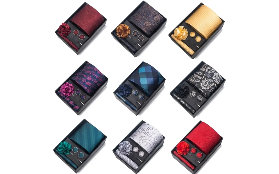 Men's Ties & Handkerchiefs Tie Groom Festive Burgundy Tie Men's Suit Cufflinks Corsage Accessories Set Box