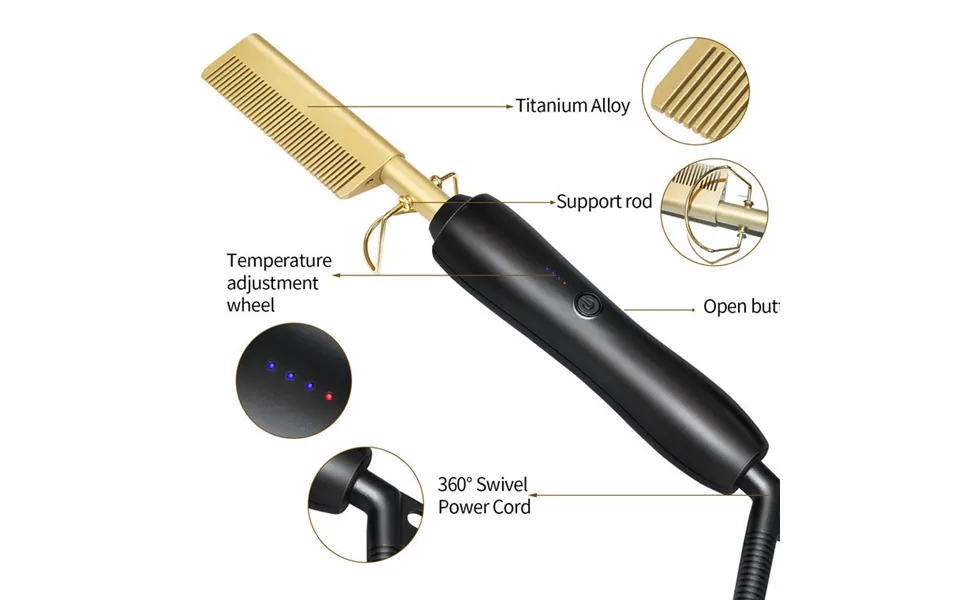 Mini Portable Hair Straightener Brush - Electric Copper Bristles For Smooth & Frizz-free Hair Handheld Plug-in Design Fa