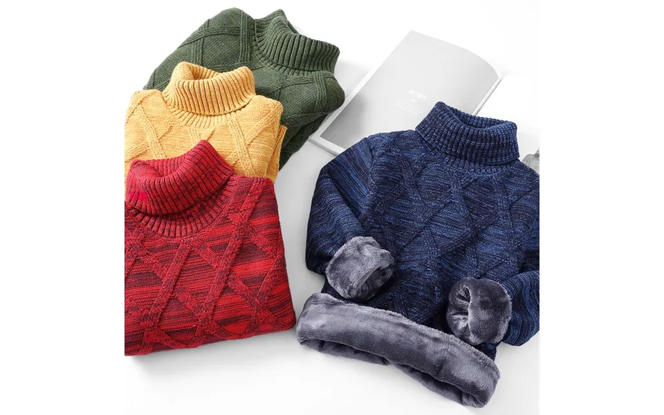Mother & Kids 2024 New Children's Turtleneck Chunky Fall Winter Jumper With Extra Pile For Kids
