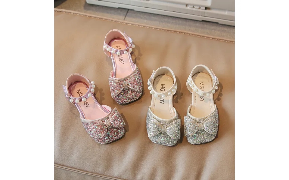 Mother&kids Sweet Rhinestones Princess Shoes For Girls Big Bow Small Leather Shoes For Children Sequined Small Children