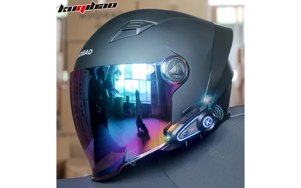 Motorcycle Helmet With Bluetooth Intercom - 3 4 Open Face Design
