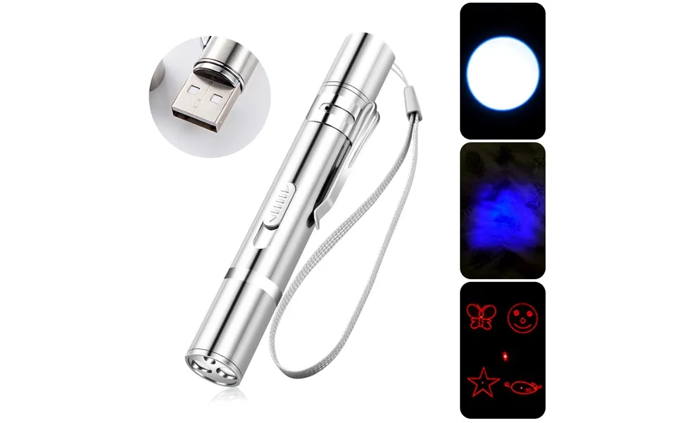 Multifunctional Rechargeable Toy Infrared Multi-pattern Projection Lighting Detection Flashlight Laser Pointer Cat