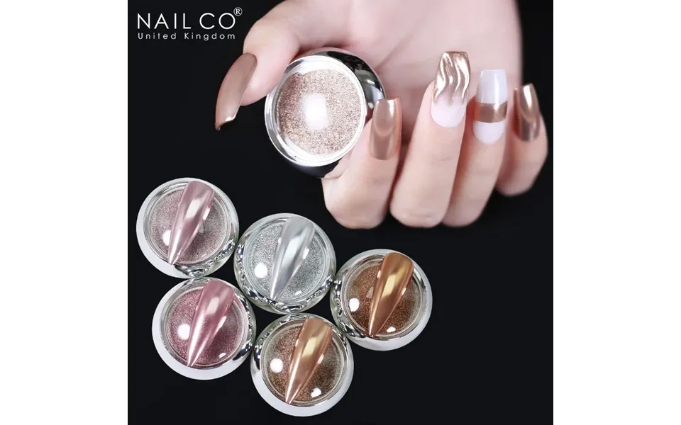 Nailco 5pcs Set Holographics Nail Powders Shining Rose Gold Metal Mirror Powder Manicure For Nail Art Chrome Pigment Acc