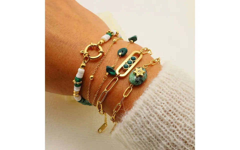 Natural Stone Versatile Titanium Steel Bracelet Colorless Women's Ins Versatile Fresh Folding Bracelet Handwear Set