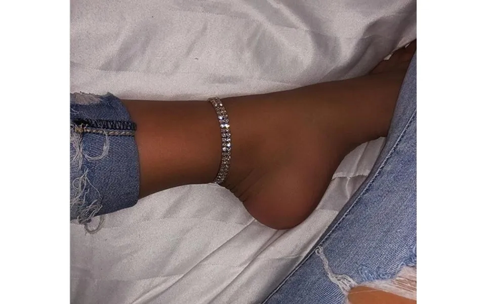 New Diamond Anklet Two Rows Of Diamond Simple Flash Diamond Ankle Chain Small Diamond Foot Jewelry