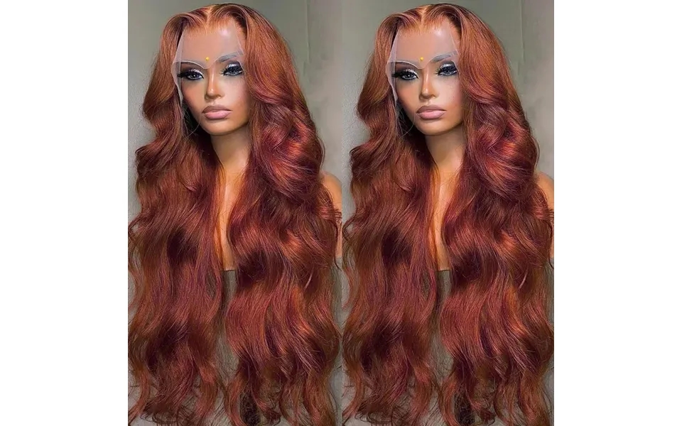 New Front Lace Wig Brown Red Long Curly Hair Highlight Red Body Wave Wigs