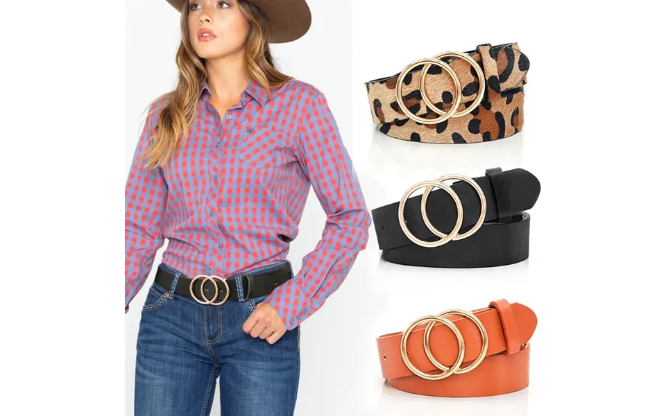 New Style Large Round Button Pu Leather Women's Belt Fashion Versatile Leopard Pattern Belt Buckle Women's Jeans Belt