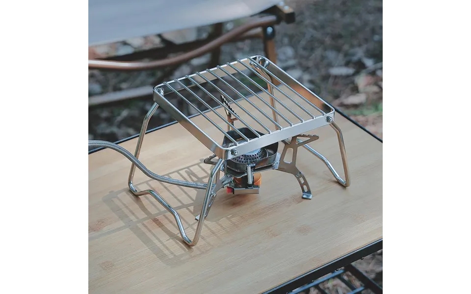 Outdoor Stove Head Portable Foldable Kettle Stainless Steel Striped Grid Mini Baking Tray Bracket