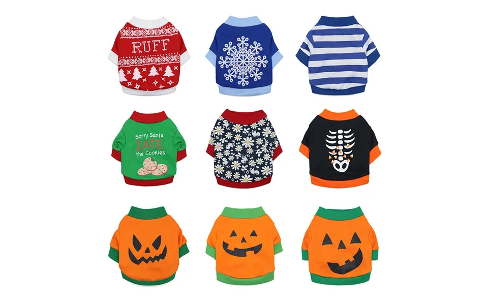 Pet Costume Dog Clothing Cotton Wool Black Print Fish Bone Pet T-shirt Halloween Christmas Style