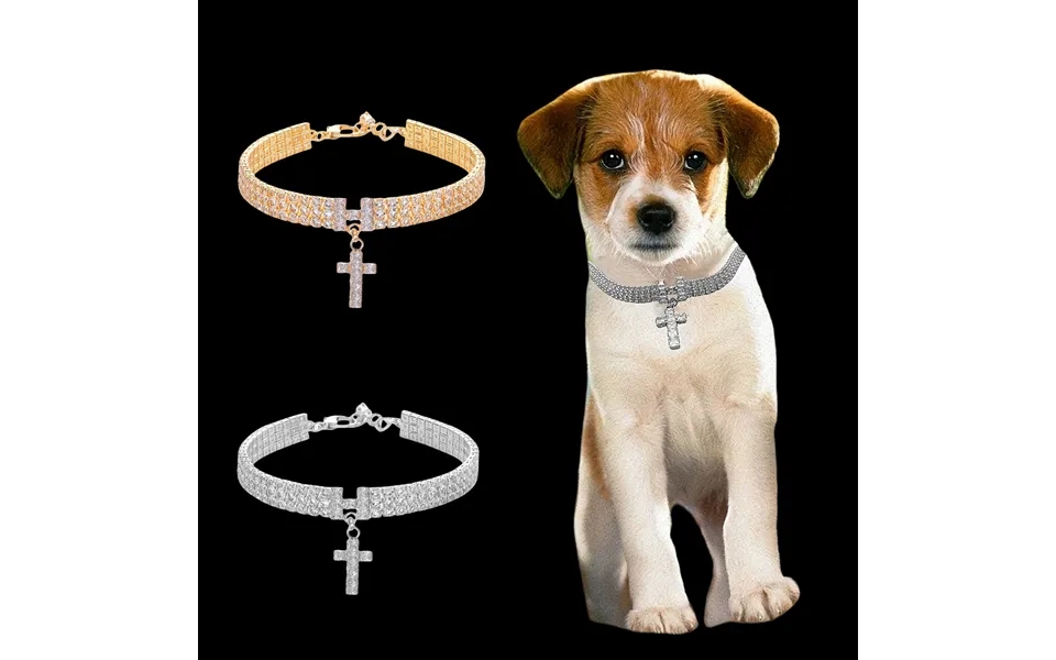 Pet Cross Pendant Necklace Loose Diamond Full Diamond Three Row Collar Zircon Pendant Gold Plated Silver Cat And Dog Cha