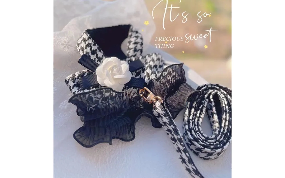 Pet Dog Cat Clothes Style Houndstooth Traction Clothes Teddy Bear Going Out Vest Dog Walking Rope