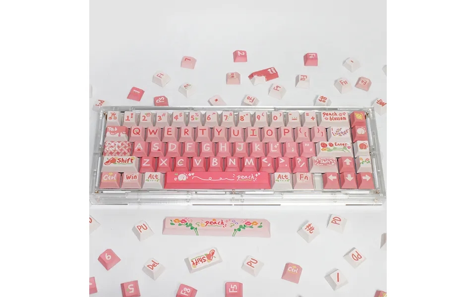Pink Peach Original Factory Mechanical Keyboard Personalized Keycap Heat Upgraded Pbt Accepts Customization