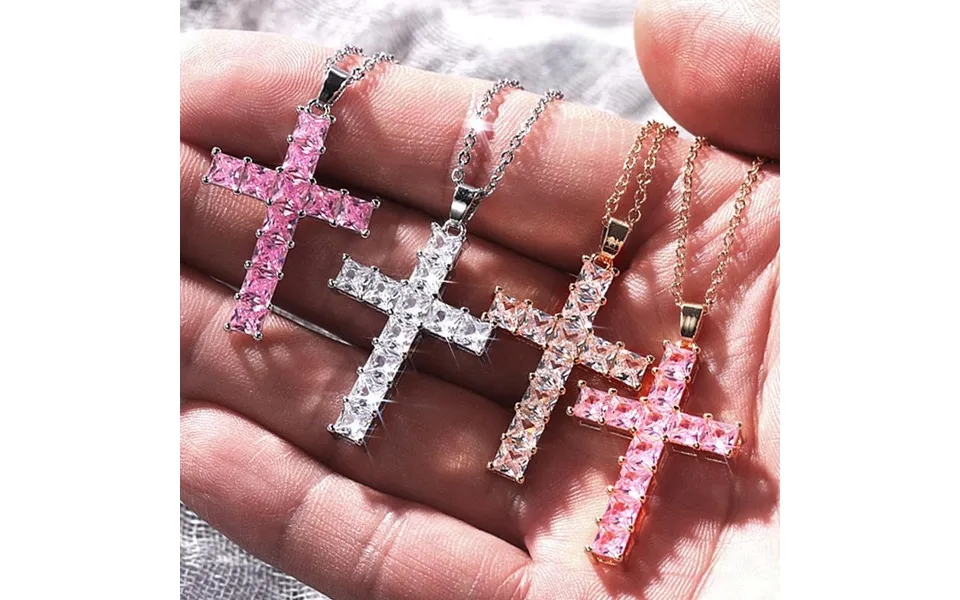 Popular Cross Pendant Necklace Full Of Diamond Square Zircon Hip Hop Trendy Neckchain Jewelry