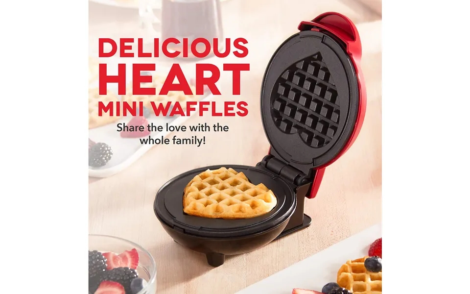 Portable Heart Waffle Maker - Mini Electric Griddle For Round Sandwich & Light Food Breakfast