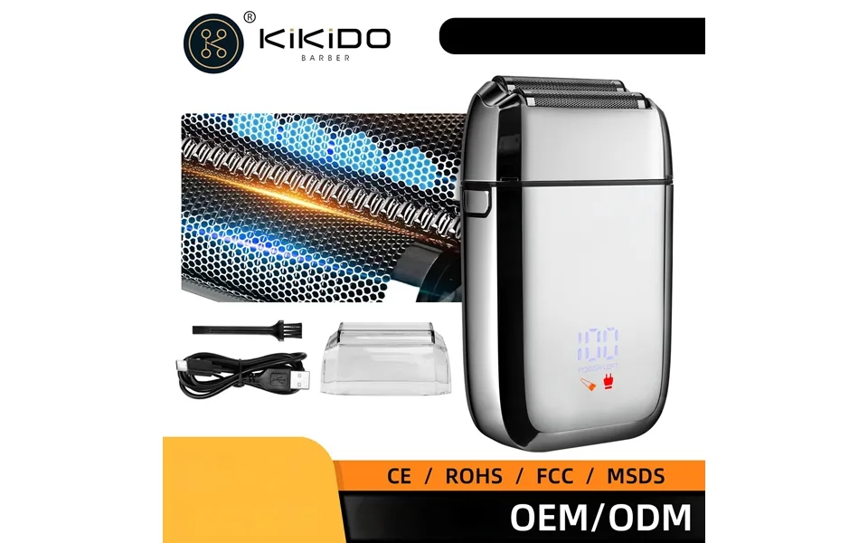 Professional Men's Rotary Shaver - Led Display, Floating Heads, Wet Dry Use, 120min Runtime, Low Noise Silver Edition