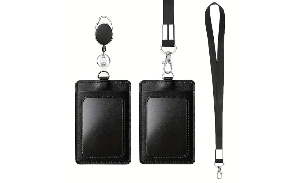Pu Leather Certificate Card Set Work Card Access Control Card Set Staff Badge Meal Card Easy To Pull Buckle Extension Ca