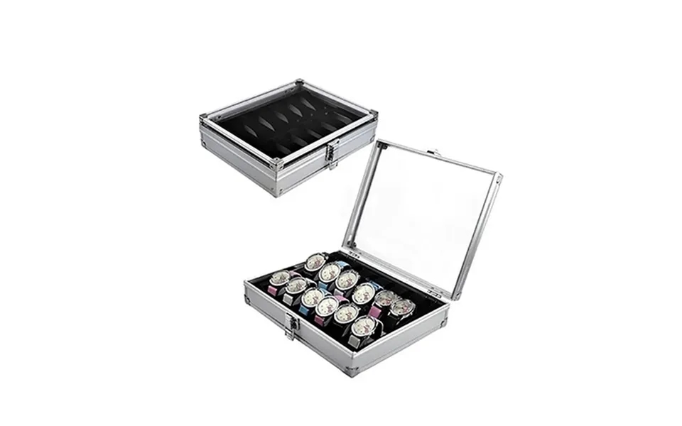 Qianbihe 6 12 Grid Slots Jewelry Watches Display Storage Box Aluminium Case Holder-silver 6