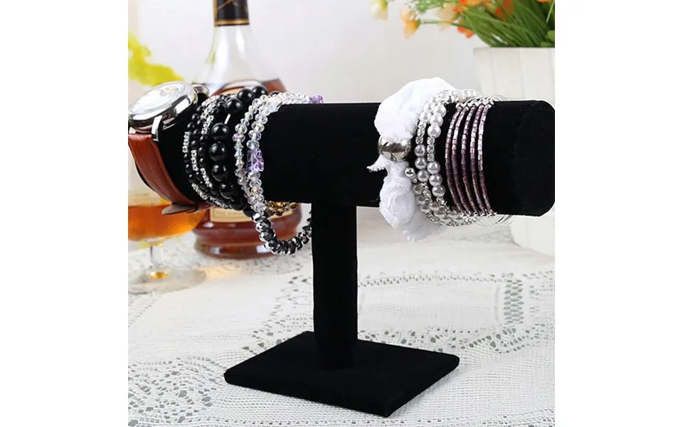 Qianbihe Fashion Velvet Bracelet Bangle Necklace Jewelry Display Stand Holder Organizer-black