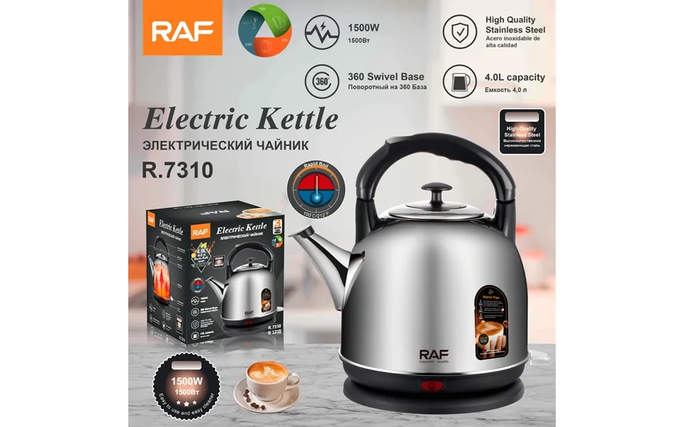Raf European Standard Stainless Steel Inner Liner Fast Boiling Large Capacity Quick Heating Electric Kettle