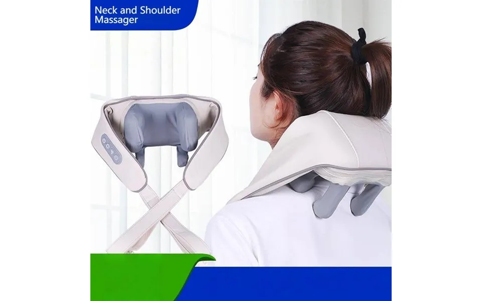 Rechargeable Neck And Shoulder Massager With Heat Therapy - 6 Massage Nodes, 3 Speed Levels, Portable Shiatsu Kneading F