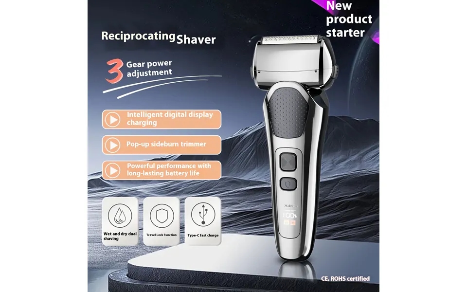 Reciprocating Electric Shaver 3d Floating Heads - Led Power Display
