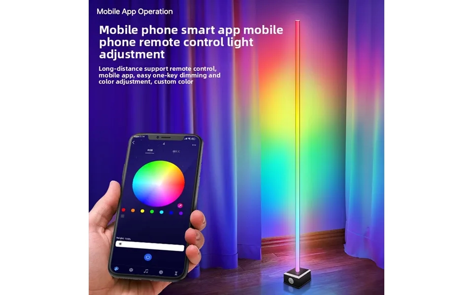 Rgb Led Corner Floor Lamp With Music Sync - Modular Smart Night Light For Living Room Bedroom & Gaming Setup Dimmable Vo