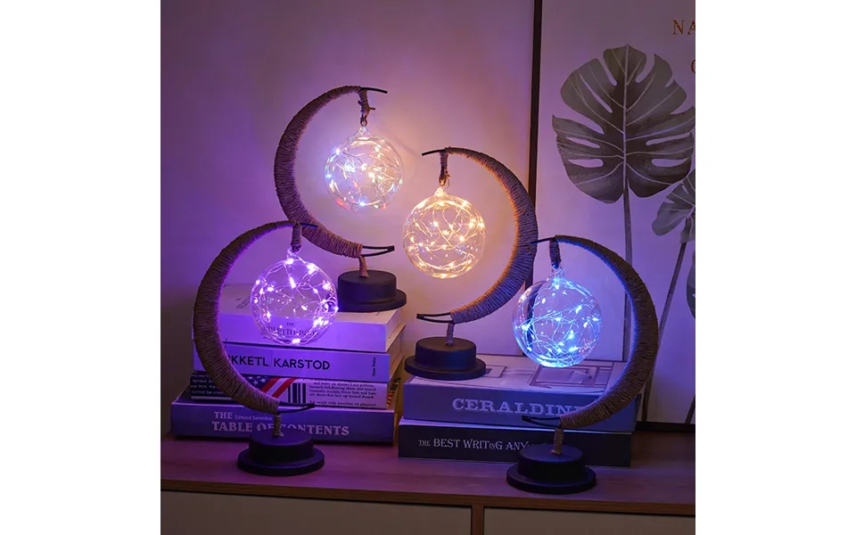 Rope Table Round Ball - Star Shaped Copper Wire Moon Decorative Lamp