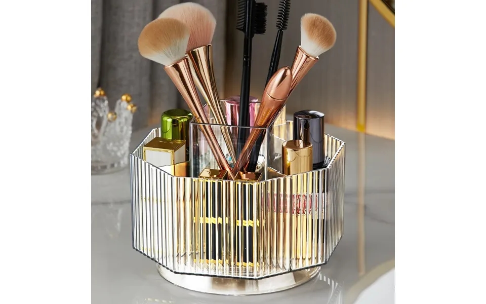 Rotating Makeup Brush Storage Tube Acrylic Large Capacity Desktop Dressing Table Lipstick Compartment Eye Shadow Brush B
