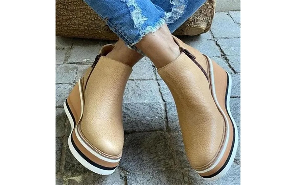 Round Head Side Pull Wedge Thick Bottom Short Boots Women Women's Boots