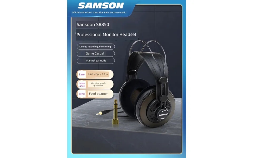 Samson Sr850 Sunson Professional Recording Monitoring Earphone Semi-closed Music Game Voice Head Wear Ear Covering
