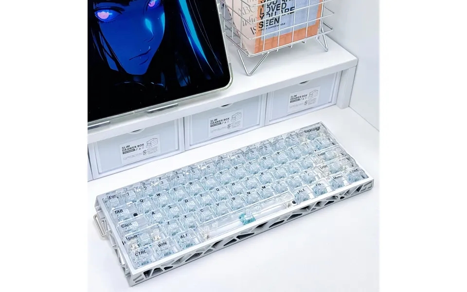 Shimmer Glacier White Pc Transparent Keycaps Pad Printing Original Factory Compatible With Wooting Meijia Shimaiko