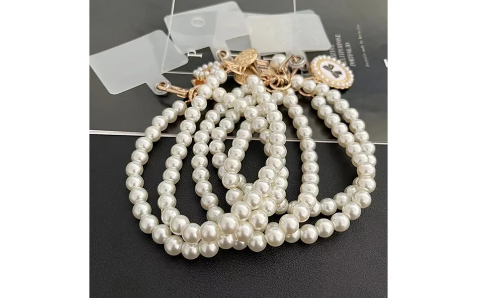 Short Pearl Lanyard Fashion Rhinestone Pendant Mobile Phone Lanyard Hand-woven Wrist Strap Back Case Anti-lost Lanyard