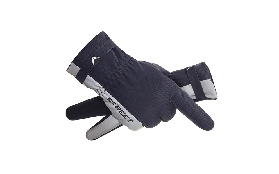 Skin-feeling Warm Gloves Men's Touch Screen Winter Outdoor Riding Reflective Plus Velvet Thickened Water-repellent Sport