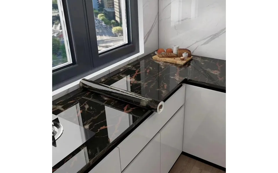 Small Size Black And White Marble Oil-proof Waterproof Self-adhesive High Temperature Resistant Home Renovation Glossy