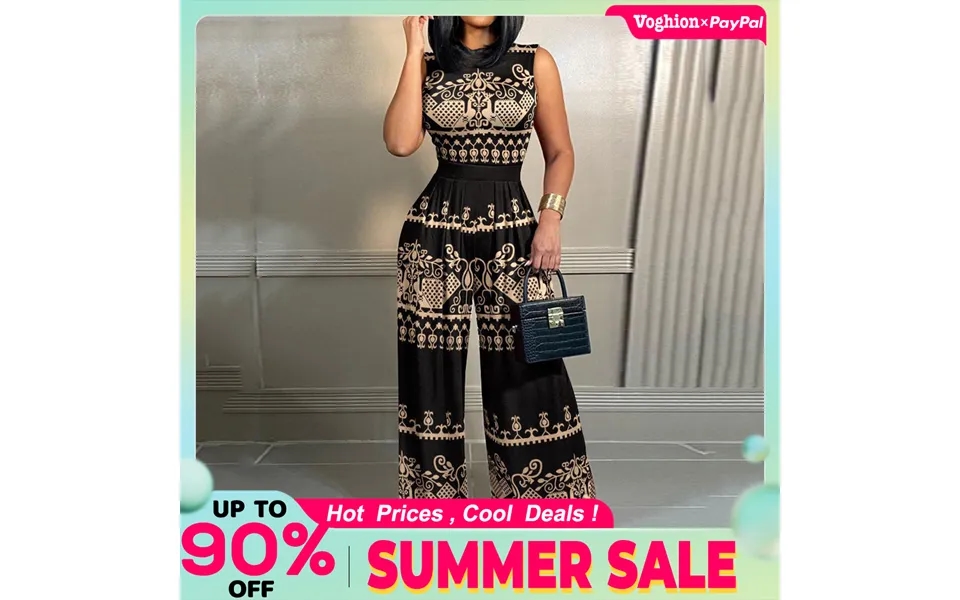 Spring 2023 New Leisure Pants Slim Fit Printed Sleeveless Women's Jumpsuit