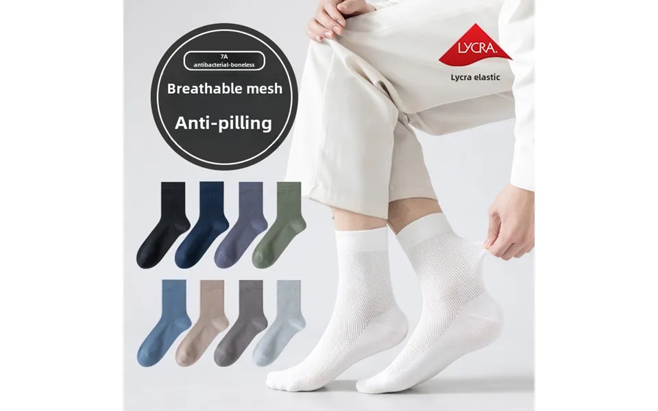 Spring And Summer Men's Socks Pure Cotton Sweat-absorbent Deodorant Mid-calf Length Socks 7a Antibacterial White Cotton