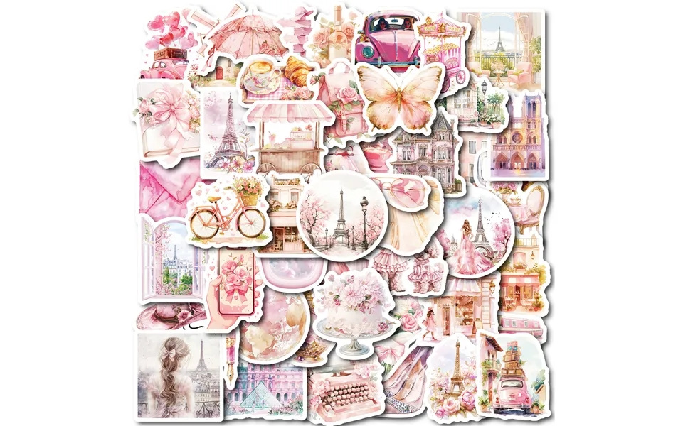 Stationery Sticker Girls Pink Paris Waterproof Stickers Diy Mobile Phone Shell Water Cup Decorative Stickers