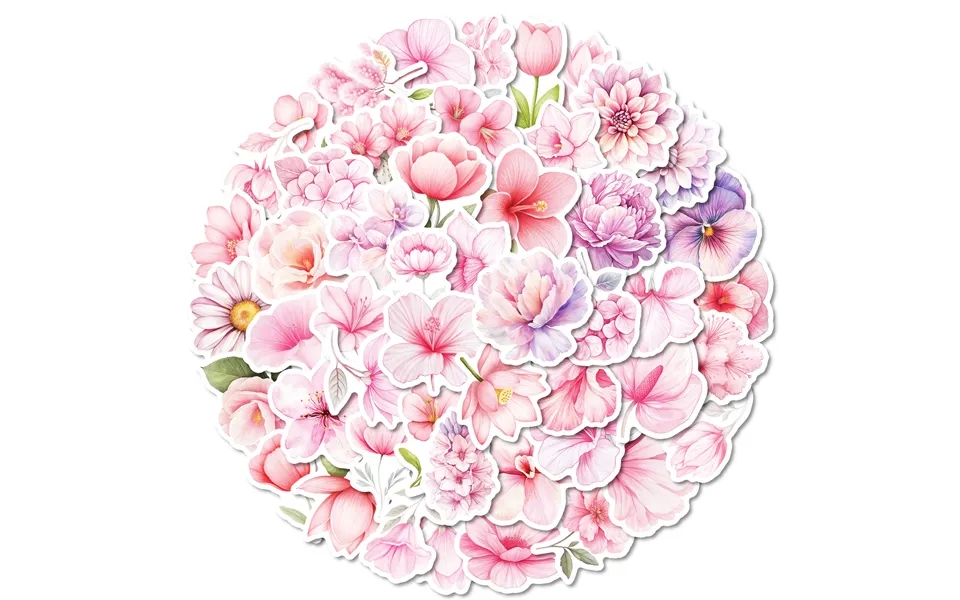 Stationery Sticker New Beautiful Pink Flower Waterproof Graffiti Stickers Diy Trolley Luggage Refrigerator Decoration St