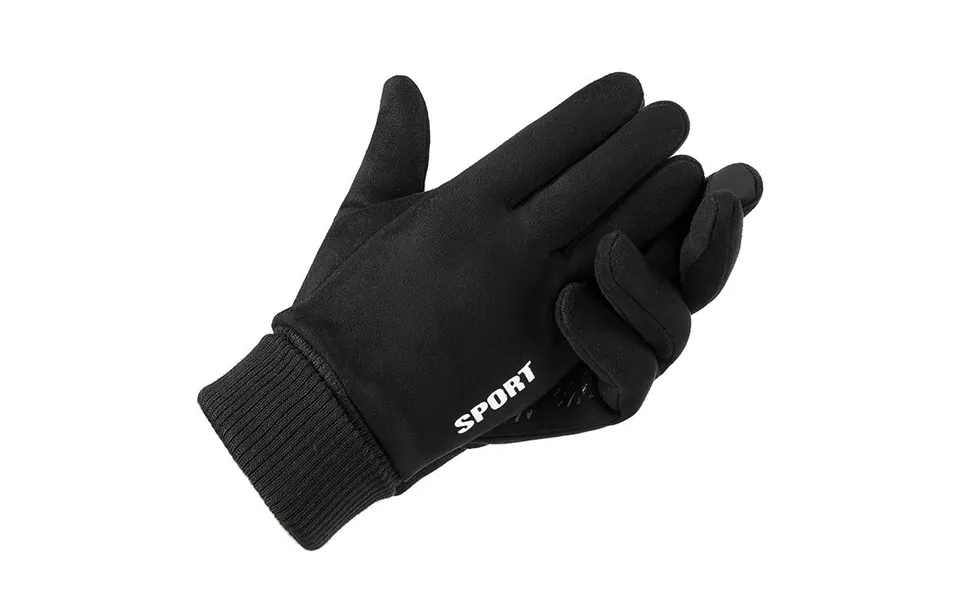 Suede Gloves Men's Autumn And Winter Outdoor Windproof Plus Velvet Warm And Long Lock Temperature Half-finger Dew Two-fi