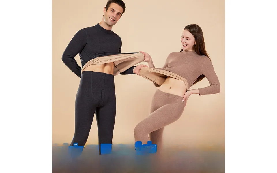 Thermal Underwear New Autumn Clothes Fleece-lined Thickened Heating Plus Size Half Turtleneck Lambswool Men And Women Co