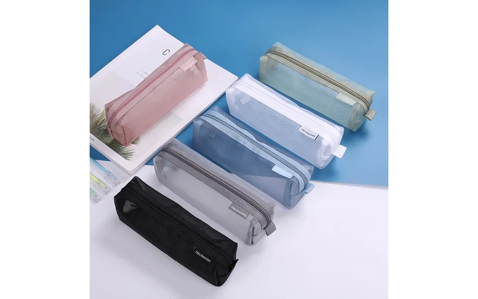 Three-dimensional Simple Transparent Mesh Pen Bag For Students Examination Stationery Bag Large Capacity Portable Storag