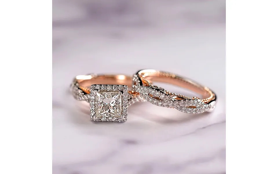 Three-piece Ring Rose Gold Color Separation Sparkling Zircon Ring Ladies Luxury Engagement Ring