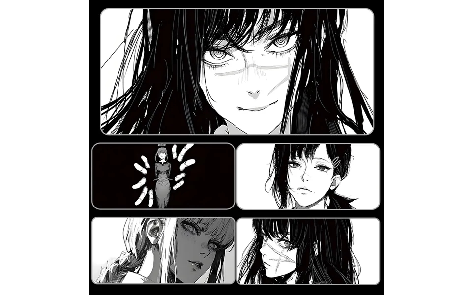 Unbeatable Quality Chainsaw Man Chiato Mouse Oversized Black And White Anime Secondary Student Office Computer Keyboard